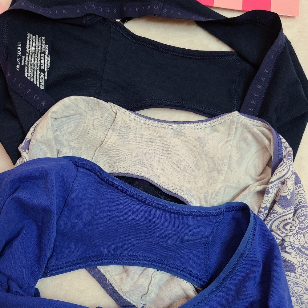 Victoria's Secret 3pk Signature Cotton Classic Bikini Panties Size Lg Blue - Picture 4 of 5
